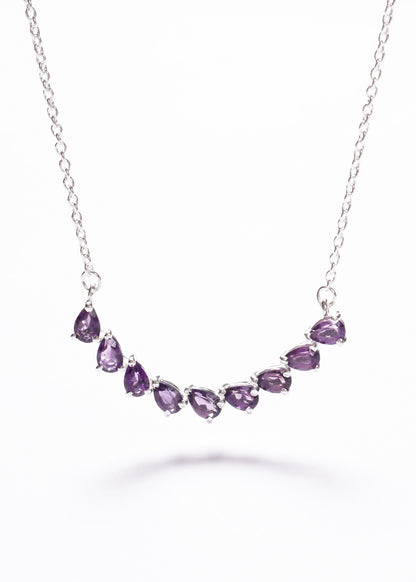 Cadena collar forcé con gotas de amatista plata 925 - Transmutación