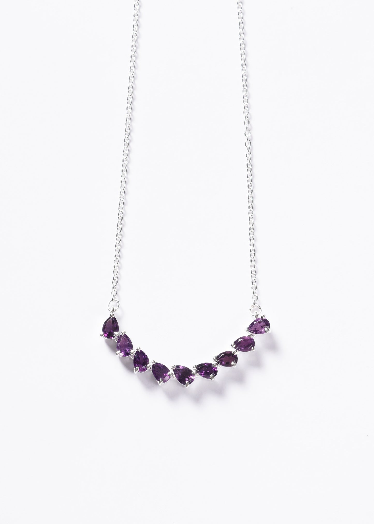 Cadena collar forcé con gotas de amatista plata 925 - Transmutación