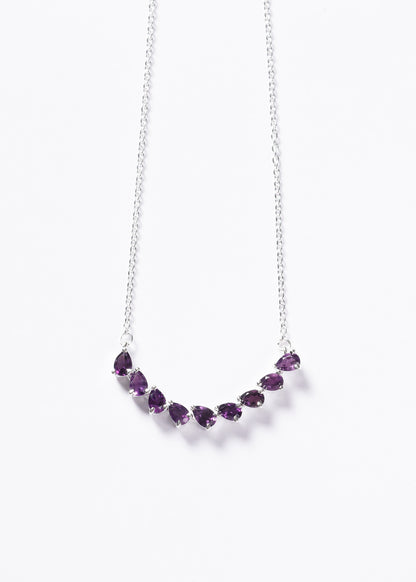 Cadena collar forcé con gotas de amatista plata 925 - Transmutación