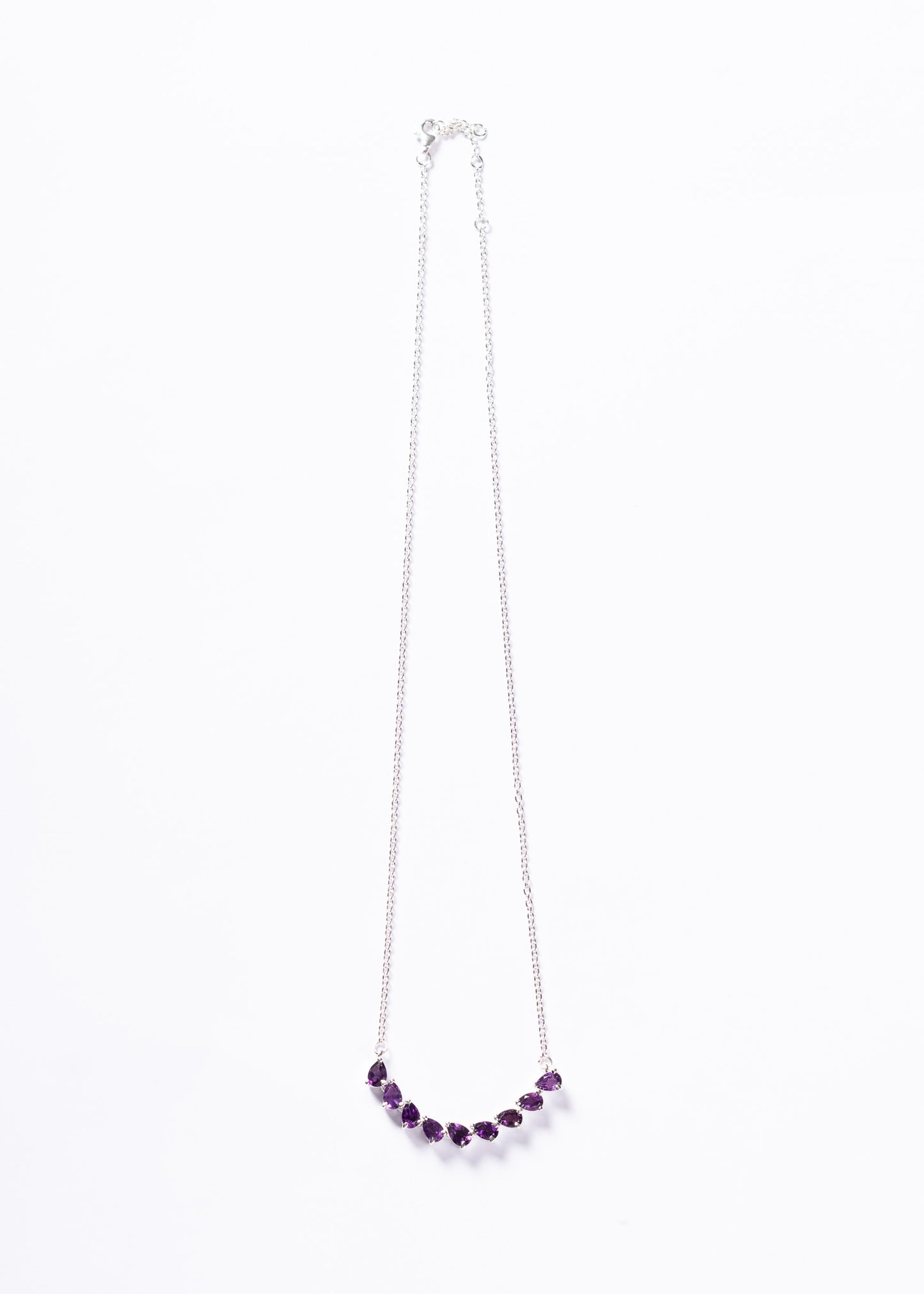 Cadena collar forcé con gotas de amatista plata 925 - Transmutación
