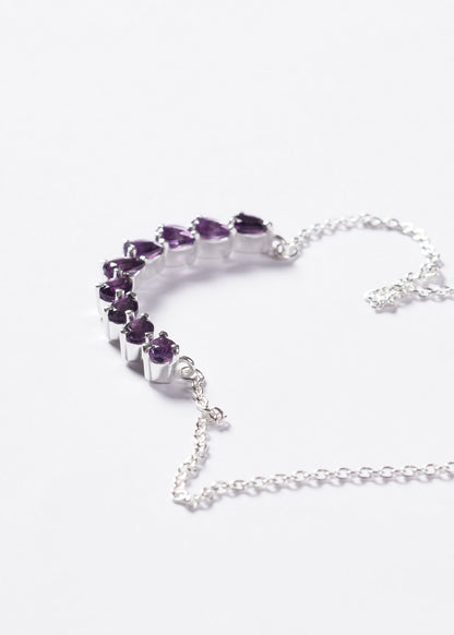 Cadena collar forcé con gotas de amatista plata 925 - Transmutación