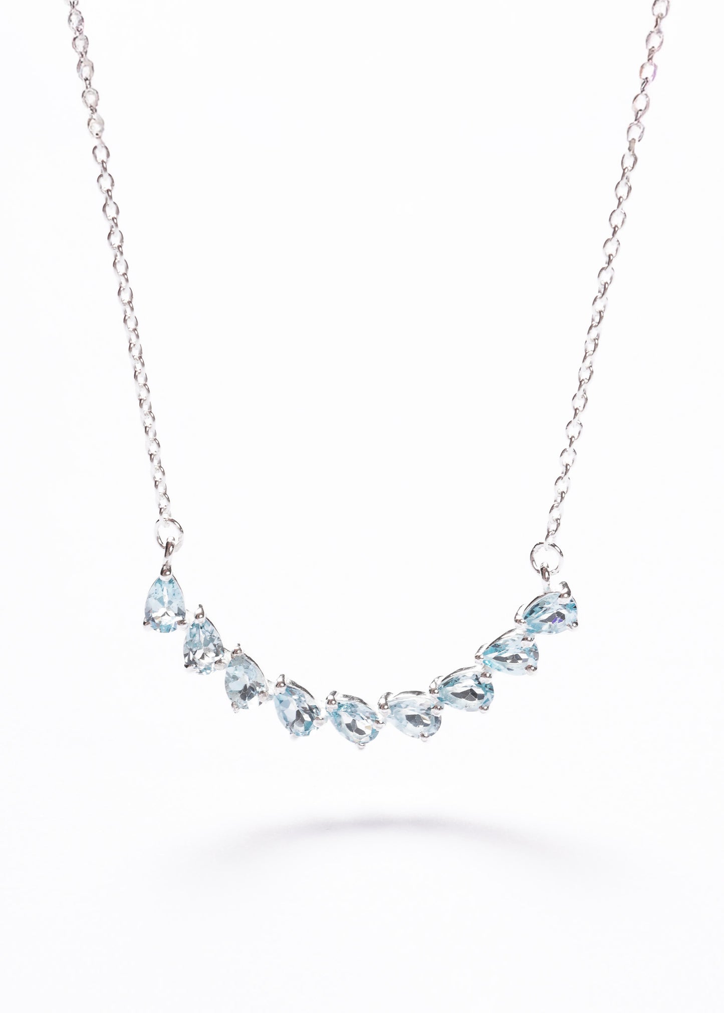 Cadena collar forcé con gotas de topacio celeste plata 925 - Prosperidad