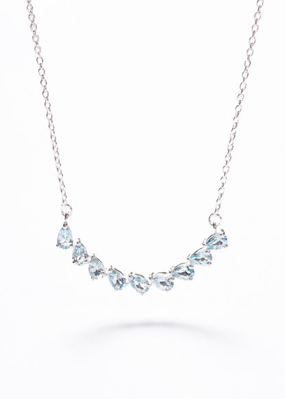 Cadena collar forcé con gotas de topacio celeste plata 925 - Prosperidad