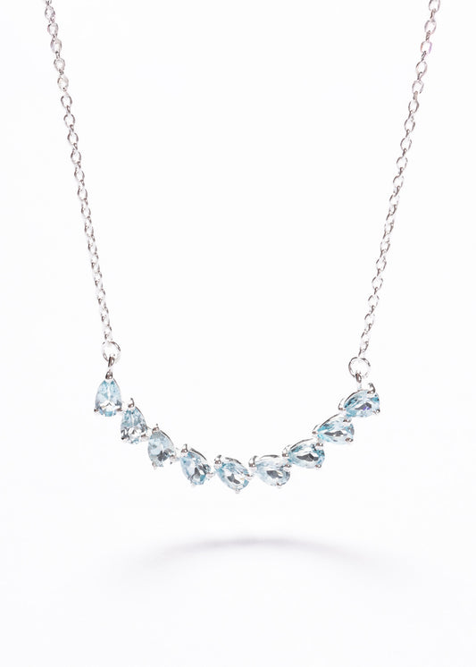 Cadena collar forcé con gotas de topacio celeste plata 925 - Prosperidad
