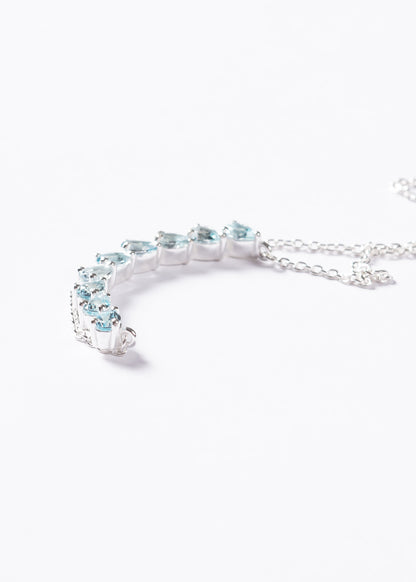 Cadena collar forcé con gotas de topacio celeste plata 925 - Prosperidad