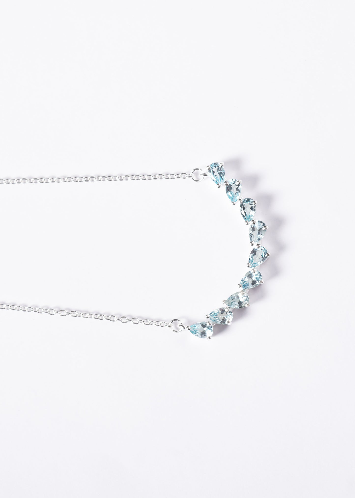 Cadena collar forcé con gotas de topacio celeste plata 925 - Prosperidad