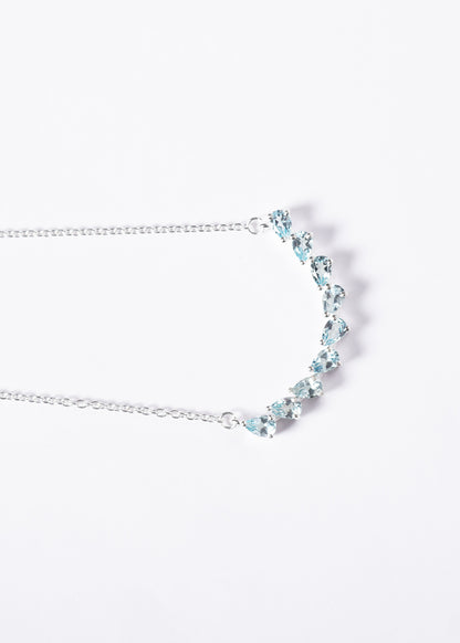 Cadena collar forcé con gotas de topacio celeste plata 925 - Prosperidad