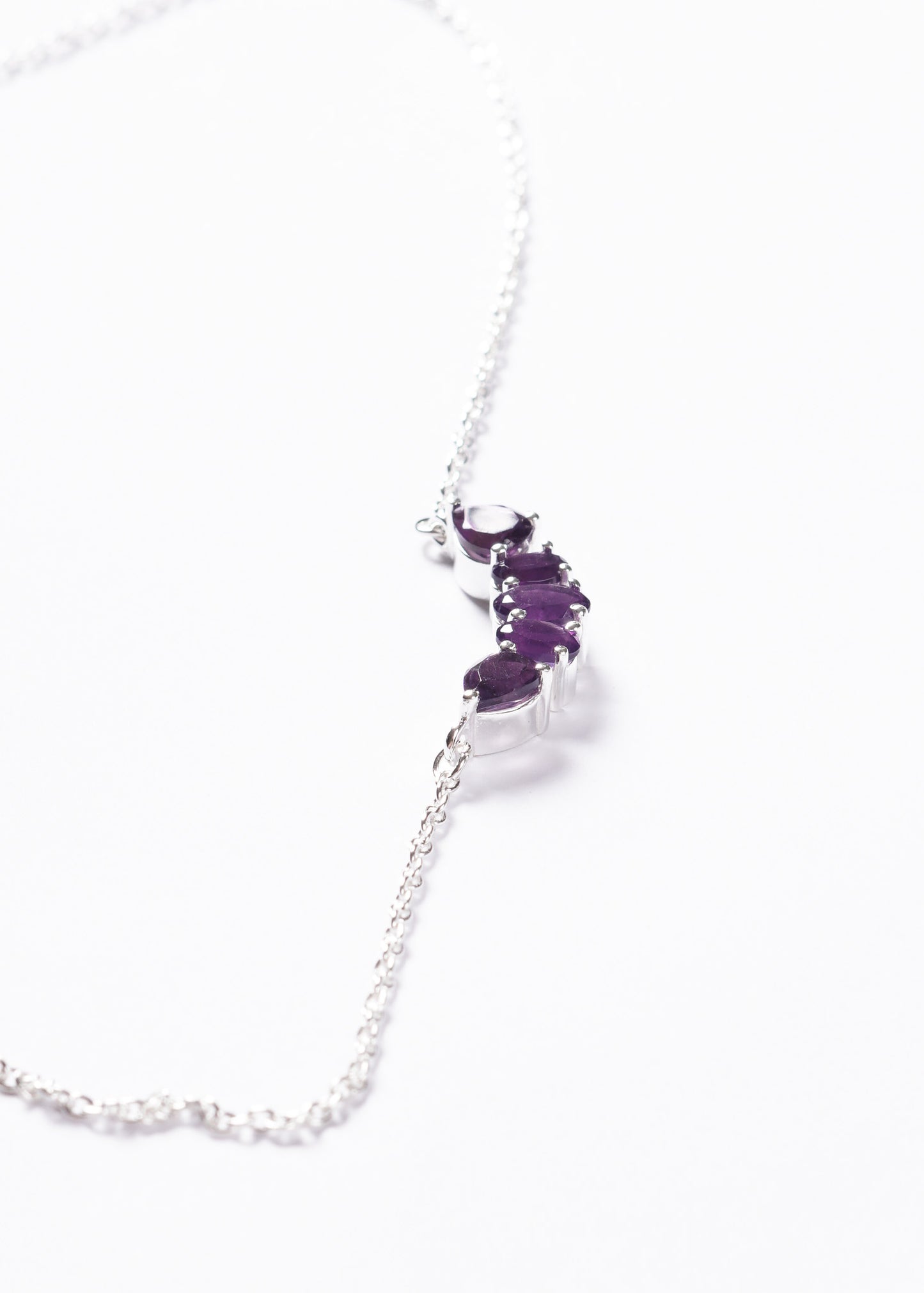 Cadena collar forcé cinco amatistas plata 925 - Transmutación