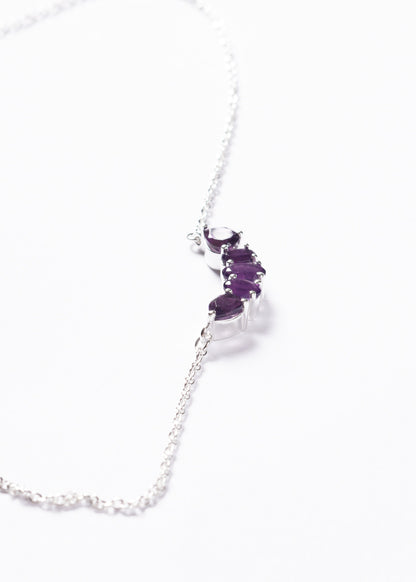 Cadena collar forcé cinco amatistas plata 925 - Transmutación