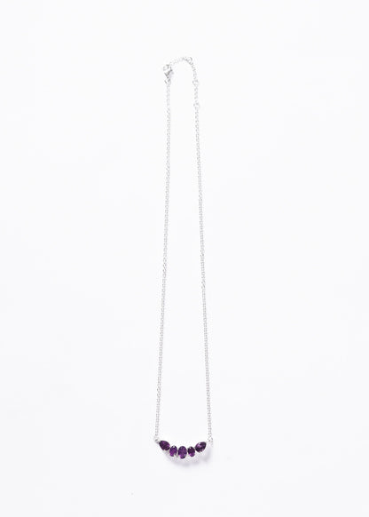 Cadena collar forcé cinco amatistas plata 925 - Transmutación