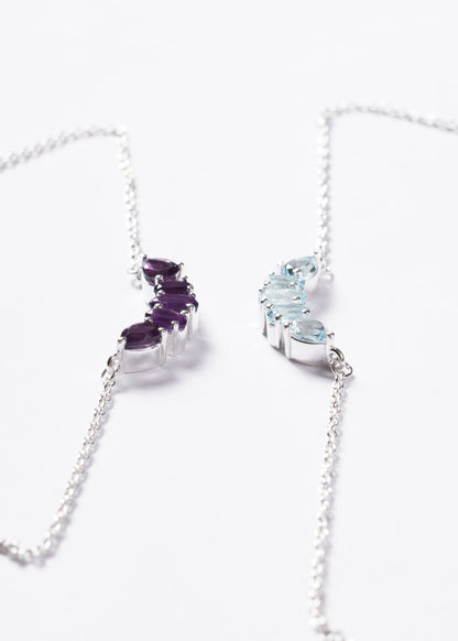 Cadena collar forcé cinco topacios plata 925 - Prosperidad