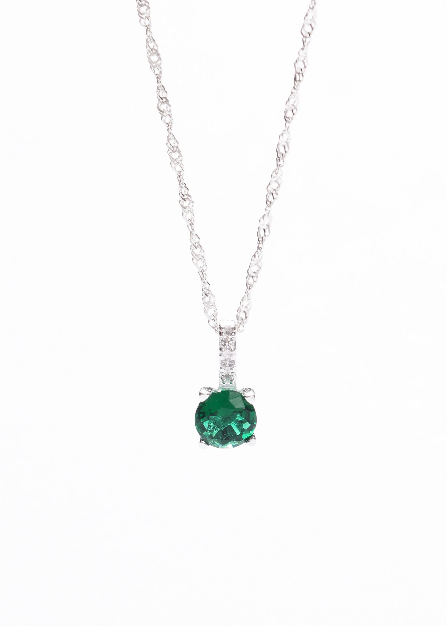 Cadena collar cravatta zirconia verde plata 925