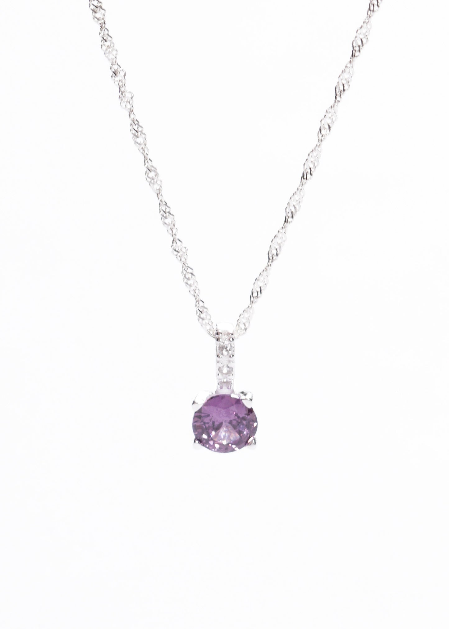 Cadena collar cravatta zirconia violeta plata 925