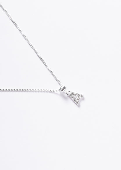 Cadena collar eslabones con dije inicial todo zirconia plata 925