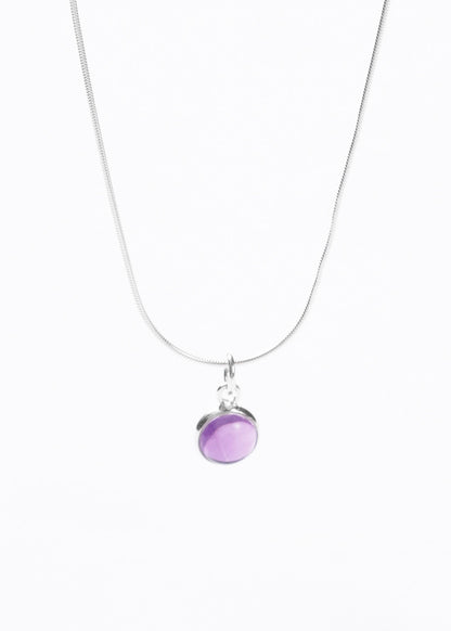 Cadena collar con dije amatista redondo plata 925 - Transmutación