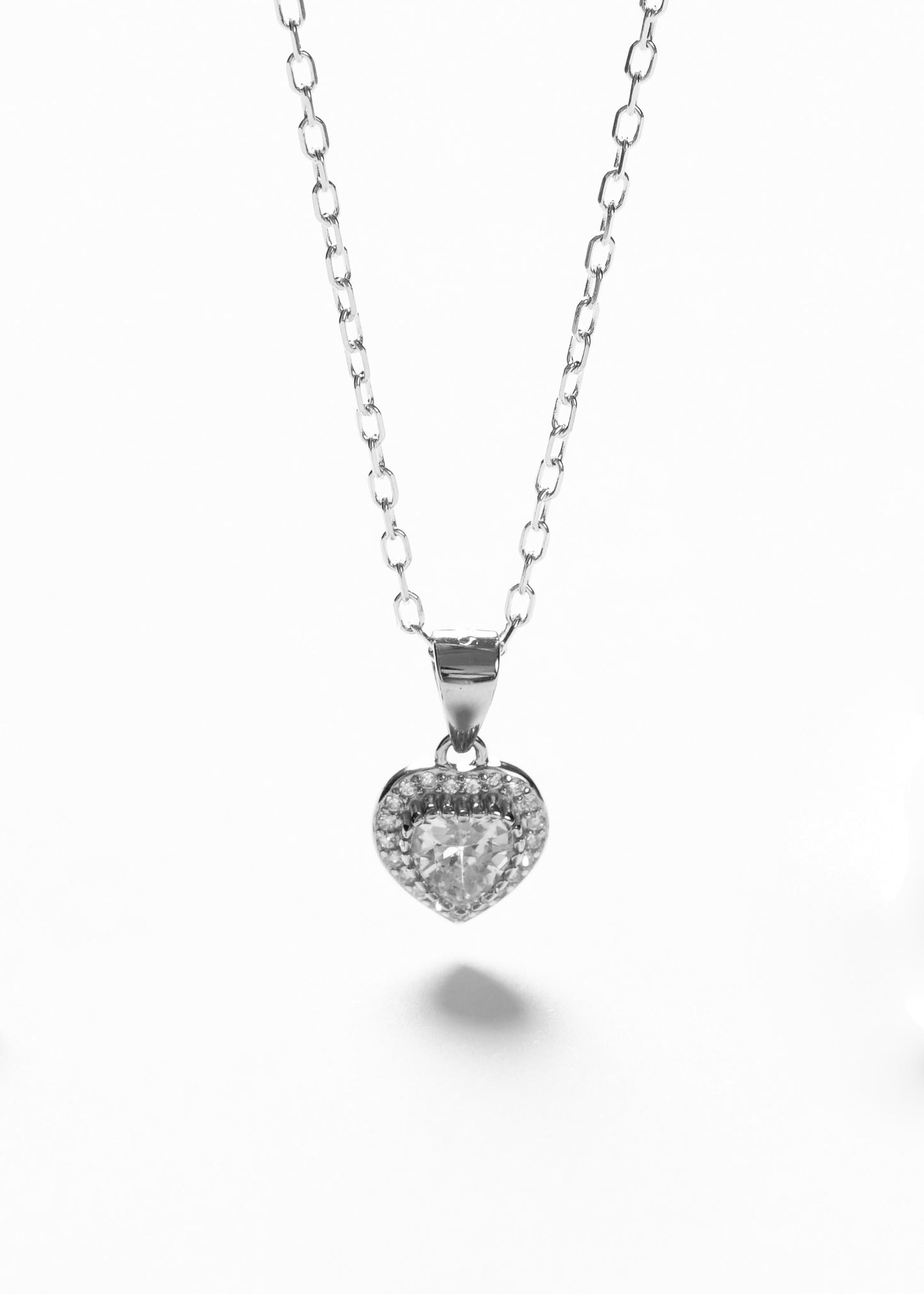Cadena collar forcé dije corazón promesa zirconia plata 925
