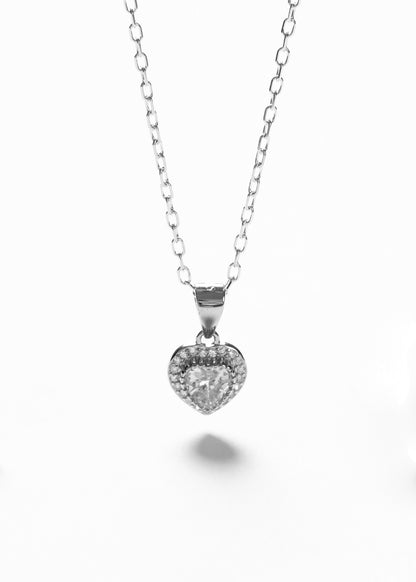 Cadena collar forcé dije corazón promesa zirconia plata 925