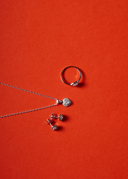 Cadena collar forcé dije corazón promesa zirconia plata 925