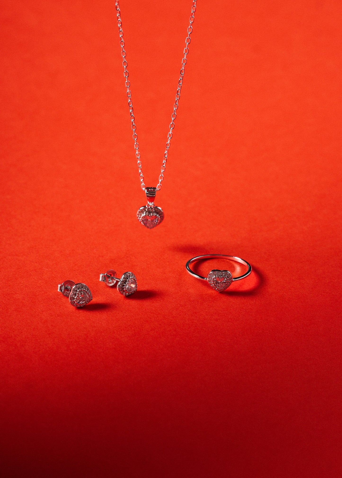 Cadena collar forcé dije corazón promesa zirconia plata 925