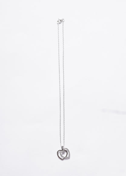 Cadena collar forcé doble corazón grande zirconias plata 925