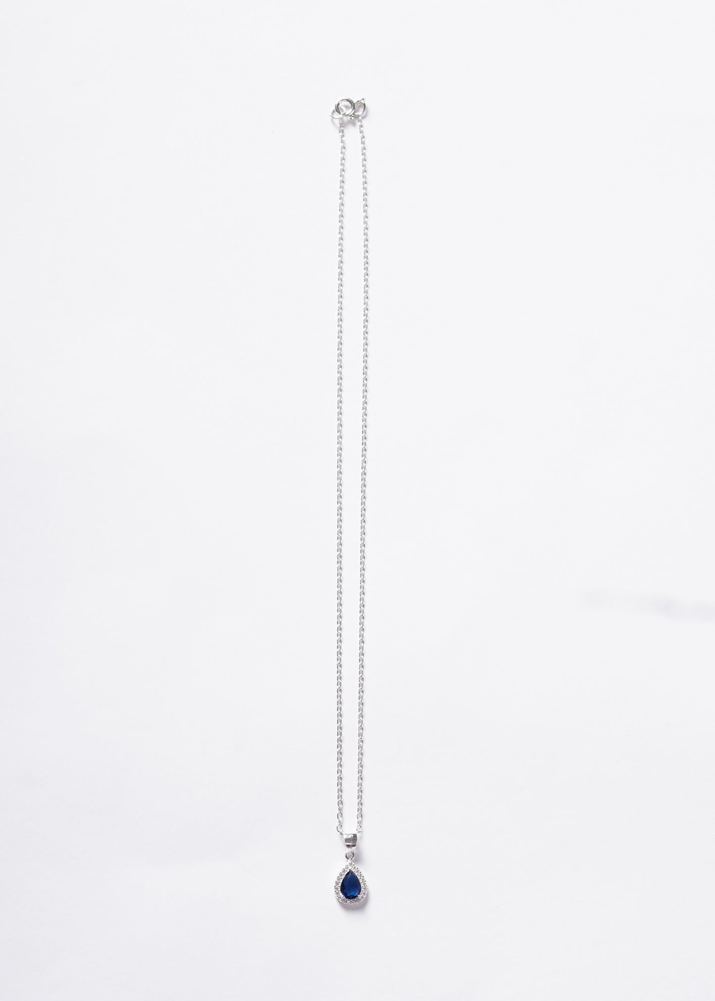 Cadena collar forcé dije gota zirconia blue plata 925