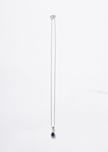 Cadena collar forcé dije gota zirconia blue plata 925