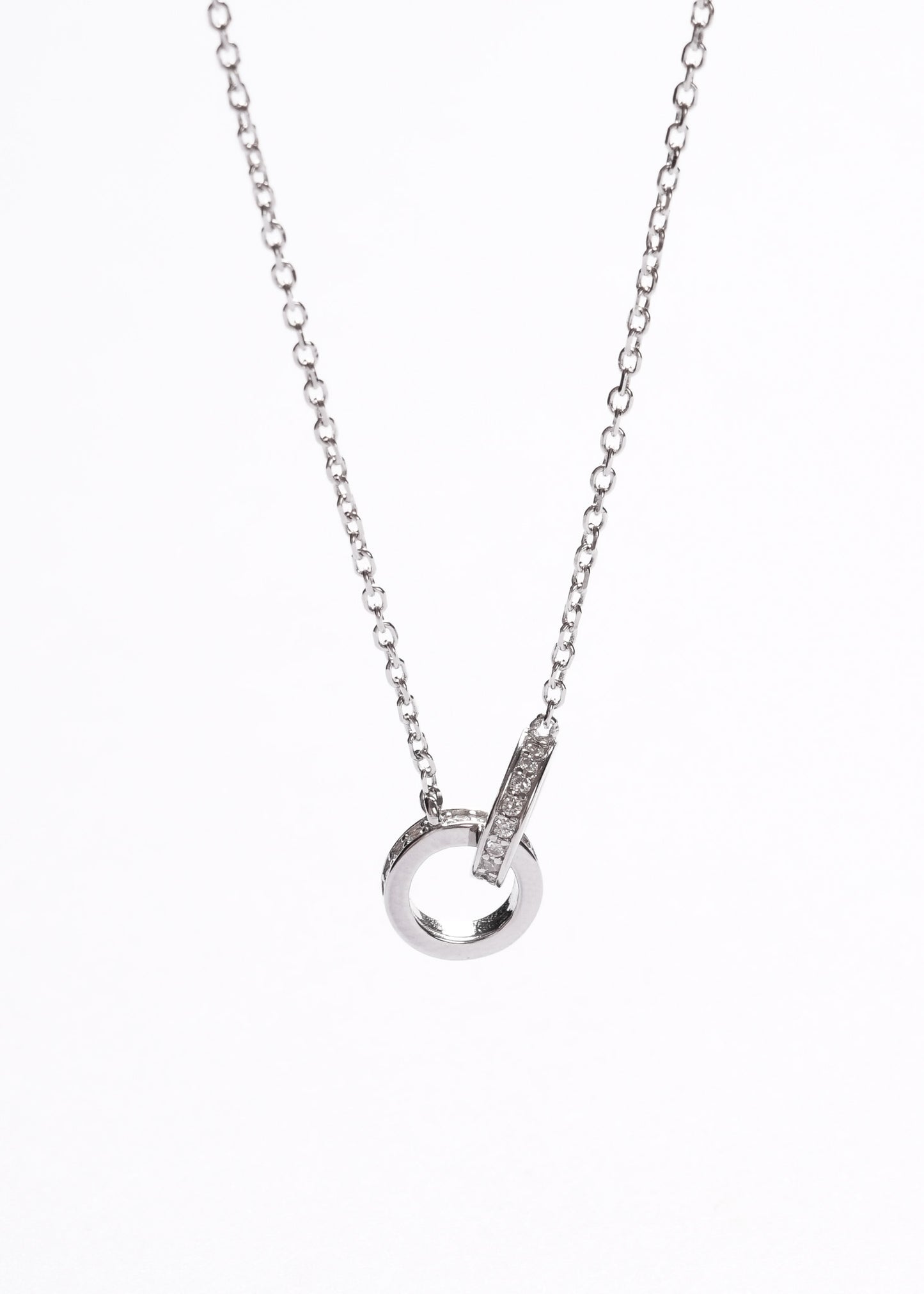 Cadena collar forcé doble aro zirconias plata 925