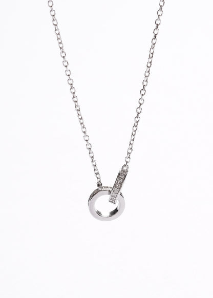 Cadena collar forcé doble aro zirconias plata 925
