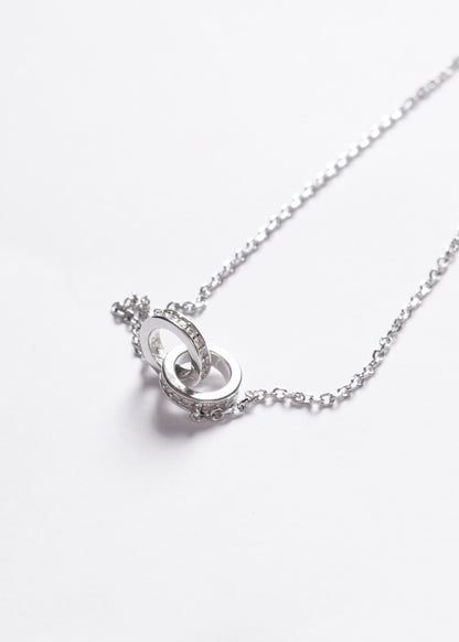 Cadena collar forcé doble aro zirconias plata 925