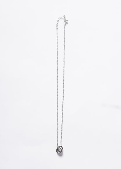 Cadena collar forcé doble aro zirconias plata 925