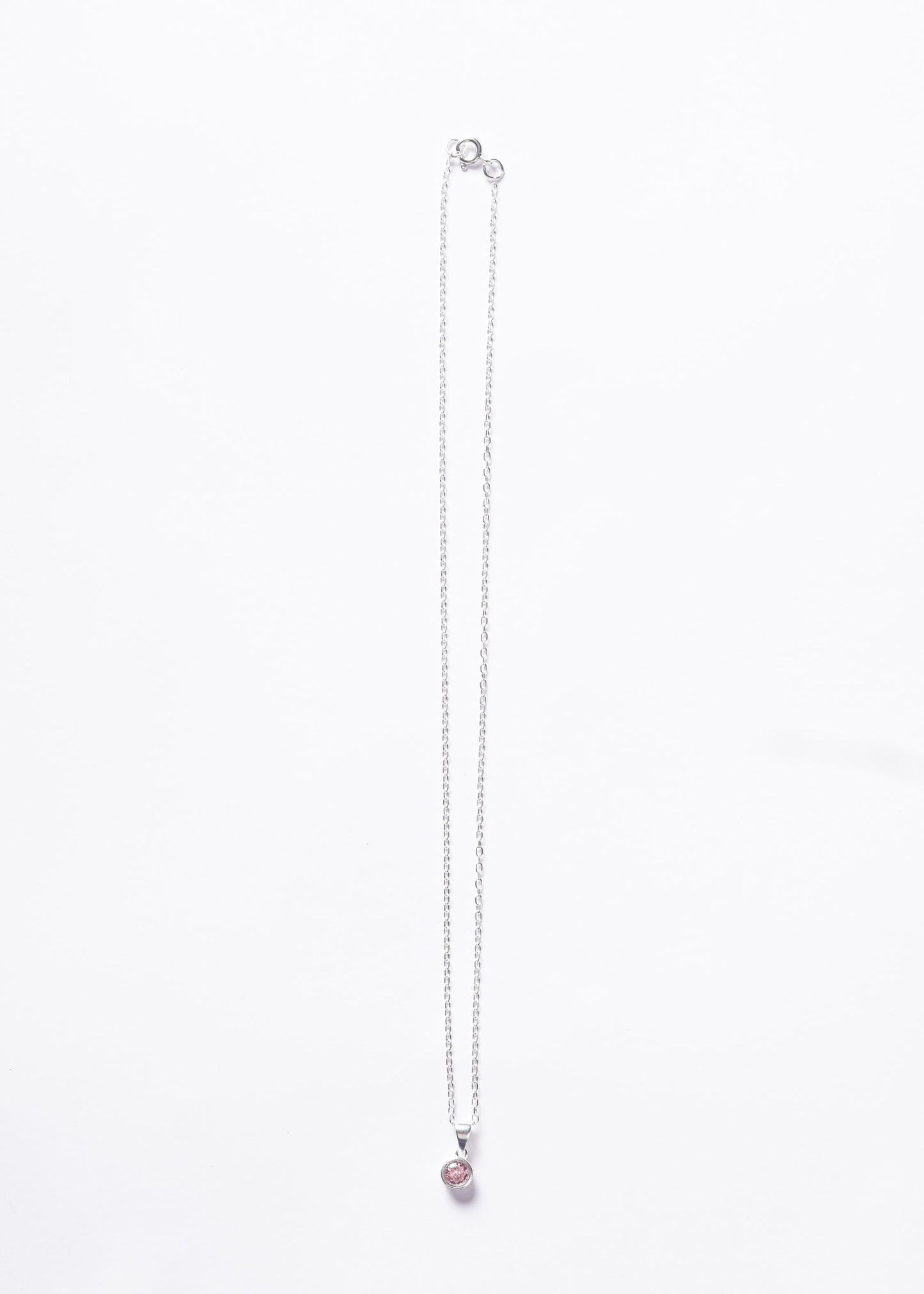 Cadena collar forcé con dije punto luz rosa plata 925