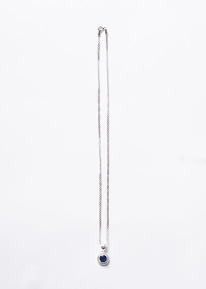 Cadena collar Bismarck con dije lady di calado azul plata 925