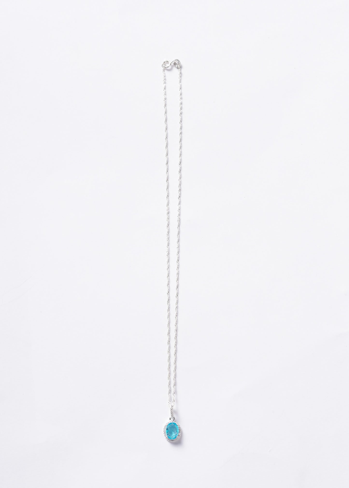 Cadena collar con dije oval turquesa plata 925 & zirconias