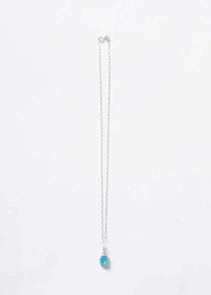 Cadena collar con dije oval turquesa plata 925 & zirconias