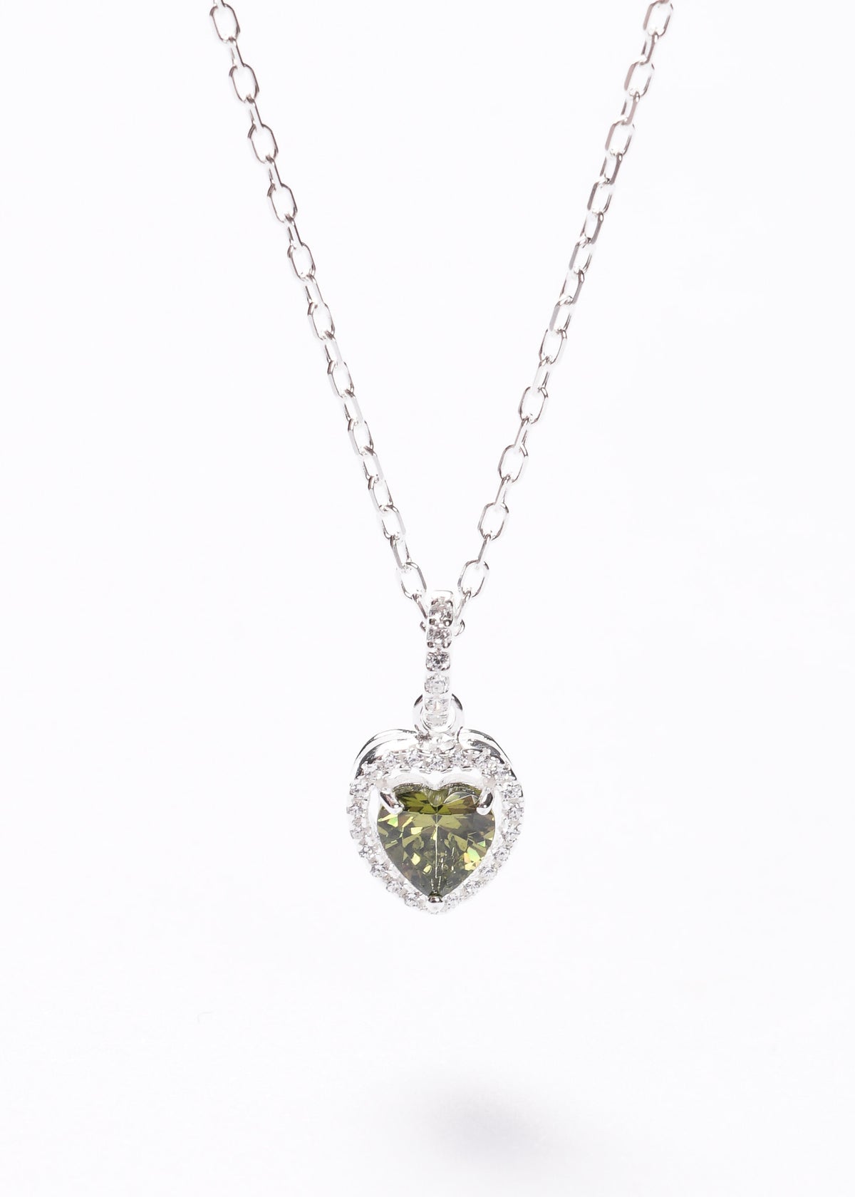 Collar promesa forcet corazón verde oliva Plata 925
