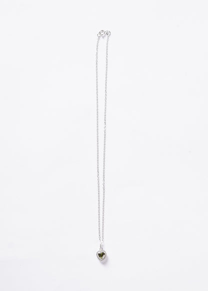 Collar promesa forcet corazón verde oliva Plata 925