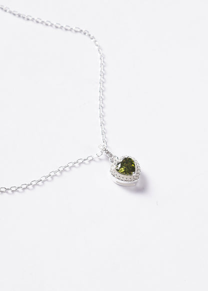 Collar promesa forcet corazón verde oliva Plata 925