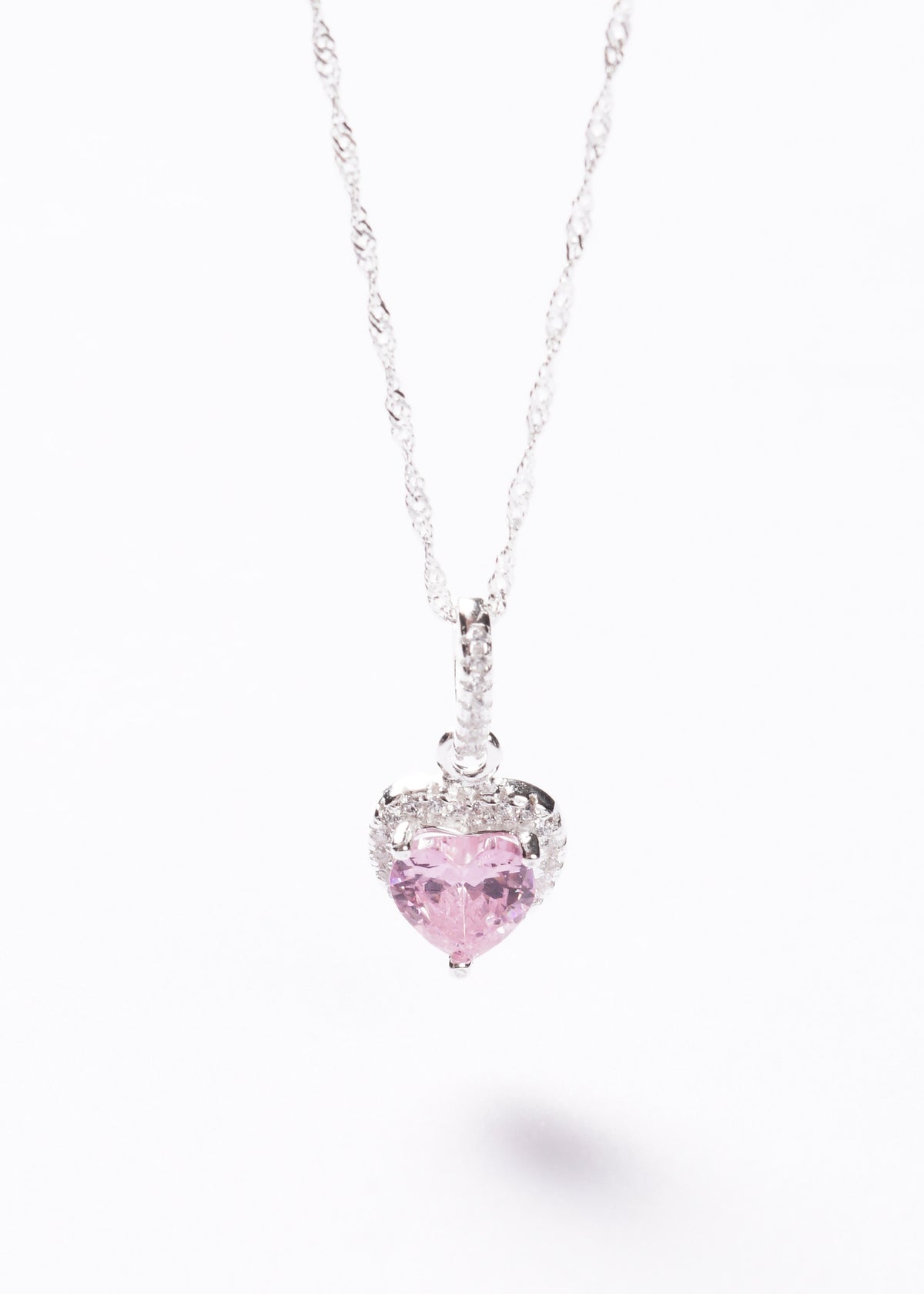 Collar promesa singapur corazón rosa Plata 925