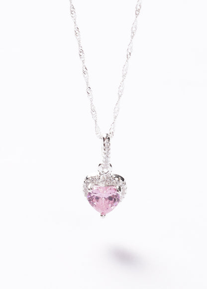 Collar promesa singapur corazón rosa Plata 925