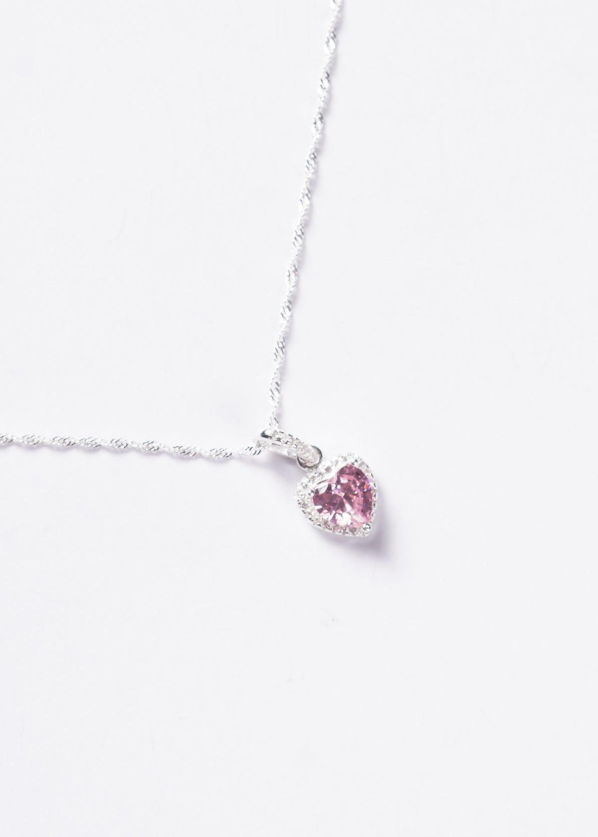 Collar promesa singapur corazón rosa Plata 925