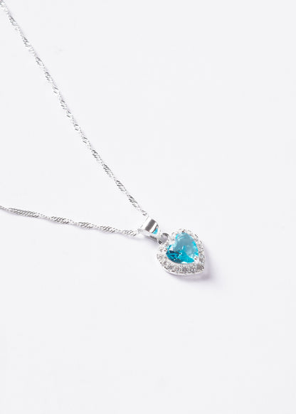 Collar promesa singapur corazón turquesa Plata 925