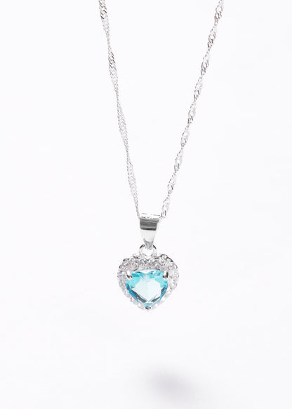 Collar promesa singapur corazón turquesa Plata 925