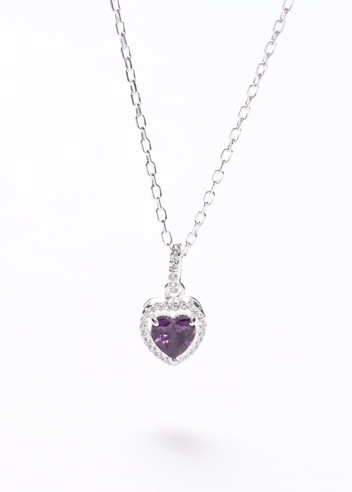 Cadena collar promesa forcet corazón violeta Plata 925