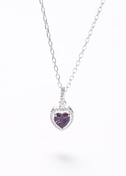 Cadena collar promesa forcet corazón violeta Plata 925