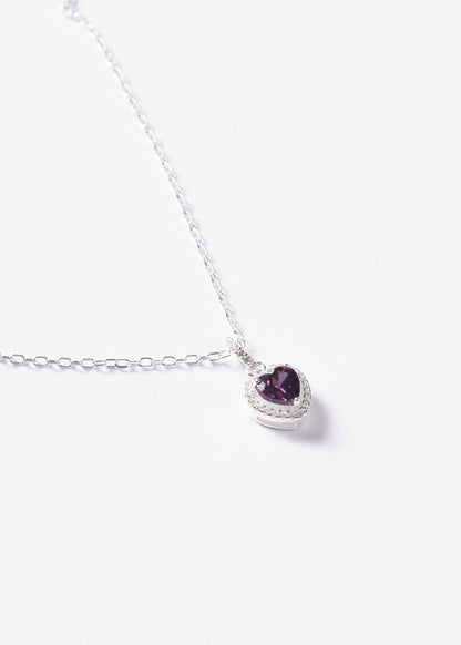 Cadena collar promesa forcet corazón violeta Plata 925