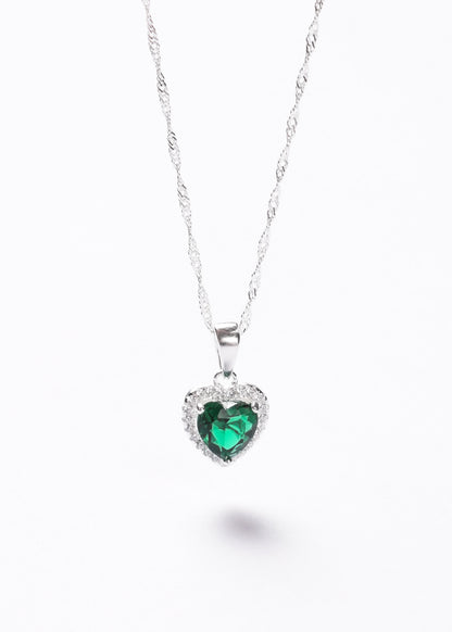 Cadena collar Promesa corazón verde esmeralda Plata 925 & Zirconia