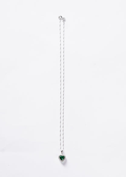 Cadena collar Promesa corazón verde esmeralda Plata 925 & Zirconia