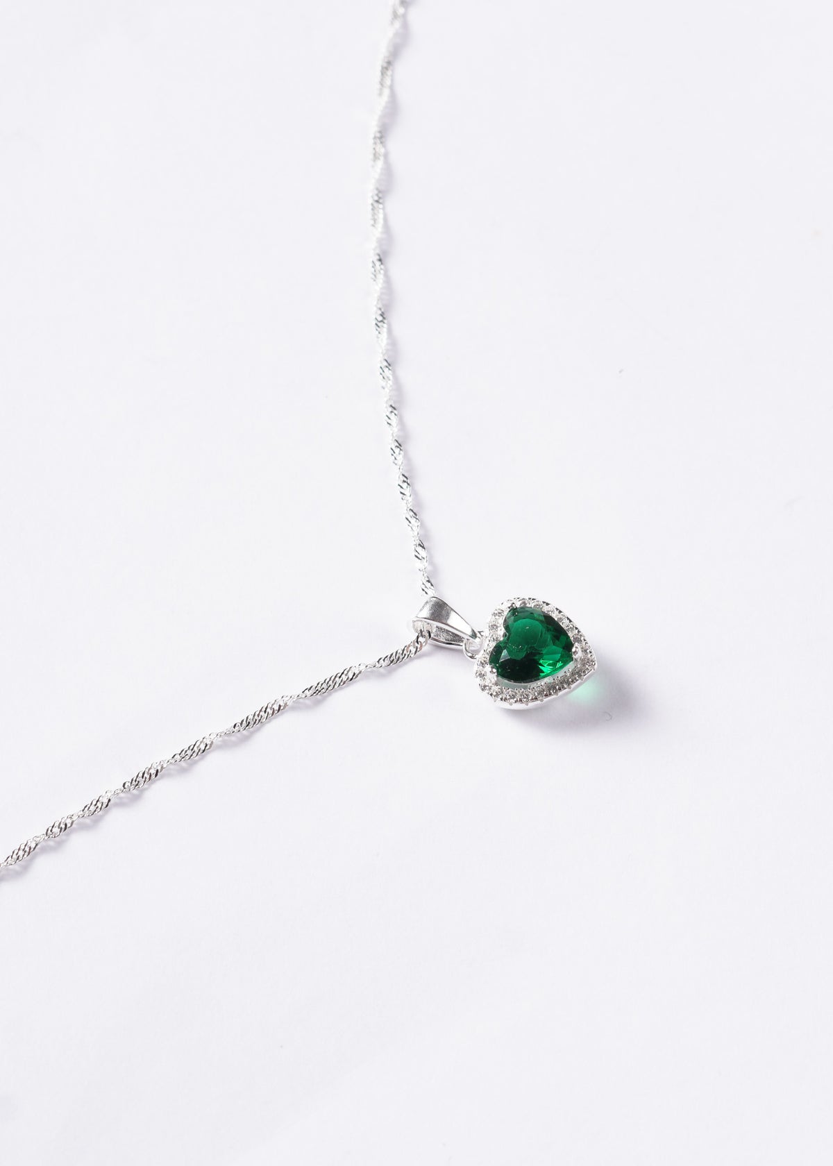 Cadena collar Promesa corazón verde esmeralda Plata 925 & Zirconia