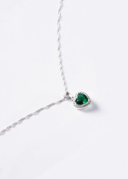 Cadena collar Promesa corazón verde esmeralda Plata 925 & Zirconia