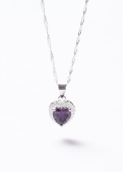 Cadena collar Promesa corazón violeta Plata 925 & Zirconia